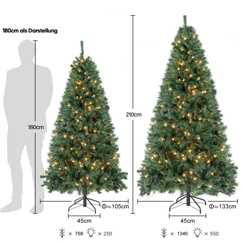 180cm H Lighted Artificial Fir Christmas Tree