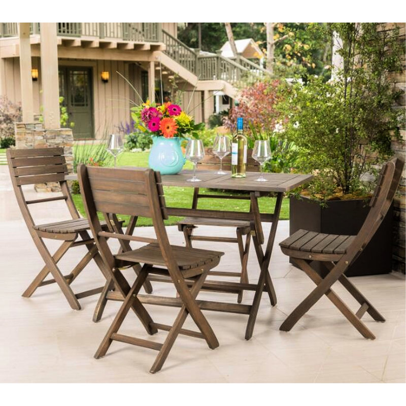Table pliante en bois 43,5'' - Bois extérieur résistant à l'eau et aux intempéries