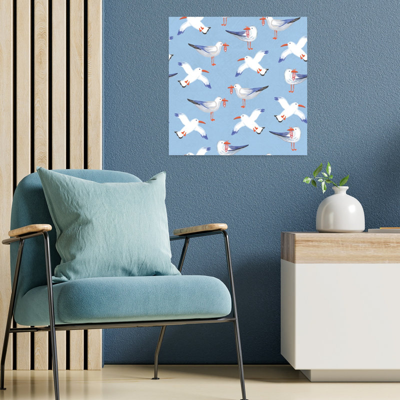 Motif d'oiseaux côtiers II, mouette, art côtier, H 18 po x l 18 po
