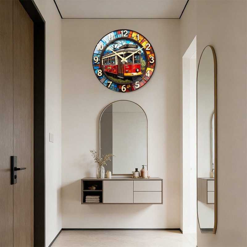 Horloge murale en verre teinté, horloge murale de 24 po