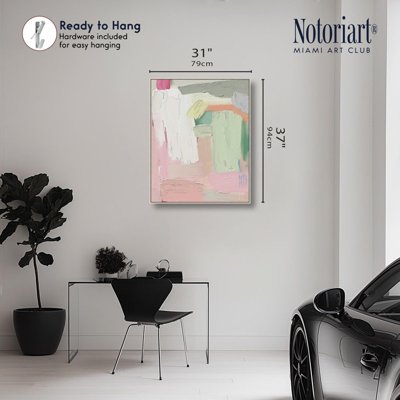 «Blush Views Boho Decor» par Notoriart, H 30 po x l 36 po, Cadre argenté