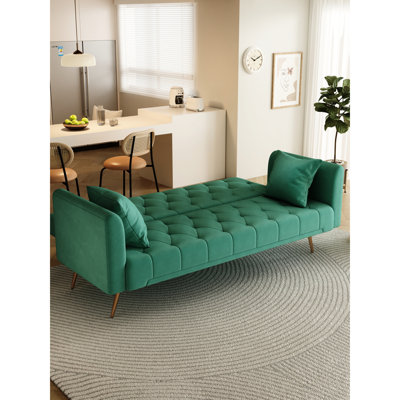 Convertible Love Seat, 71 Inch Velvet, Ideal For Small Spaces, Bed Function, Construction 71" With Velvet Upholstery, For Homes, Multiple Adjustable Positions