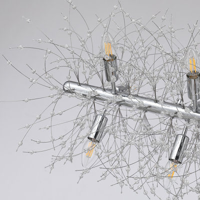 12-Light 43.3" Wide Fantasy Chrome Linear Chandelier With Crystal Accents
