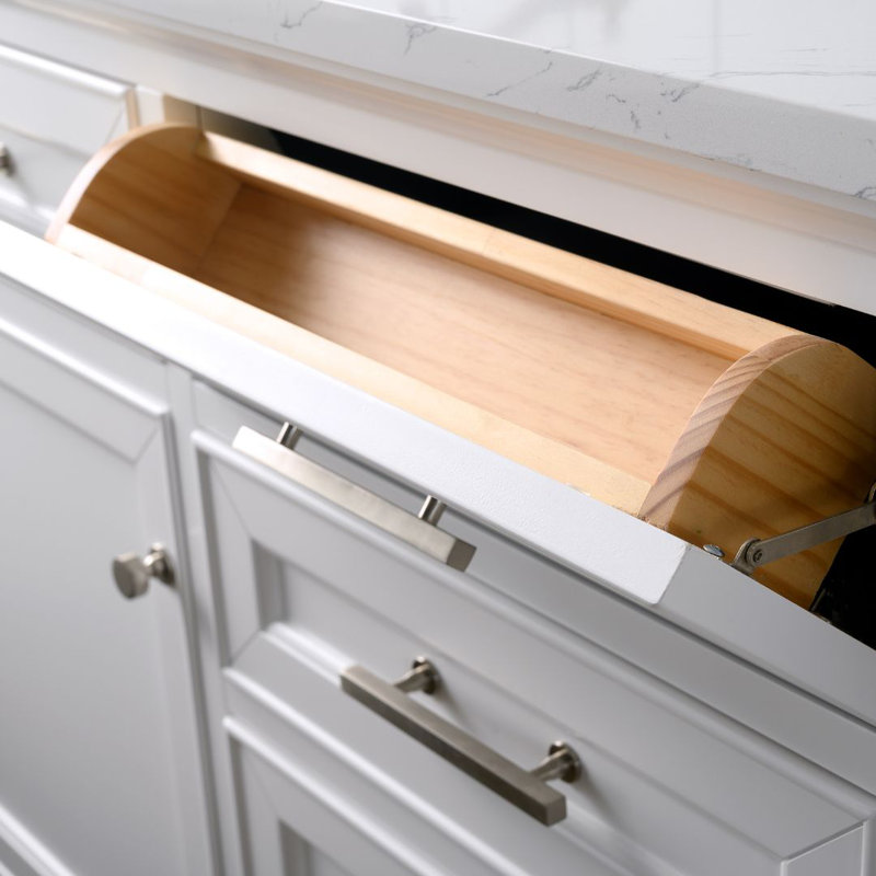 Thompson 60" W Double Vanity, White/Brushed Nickel