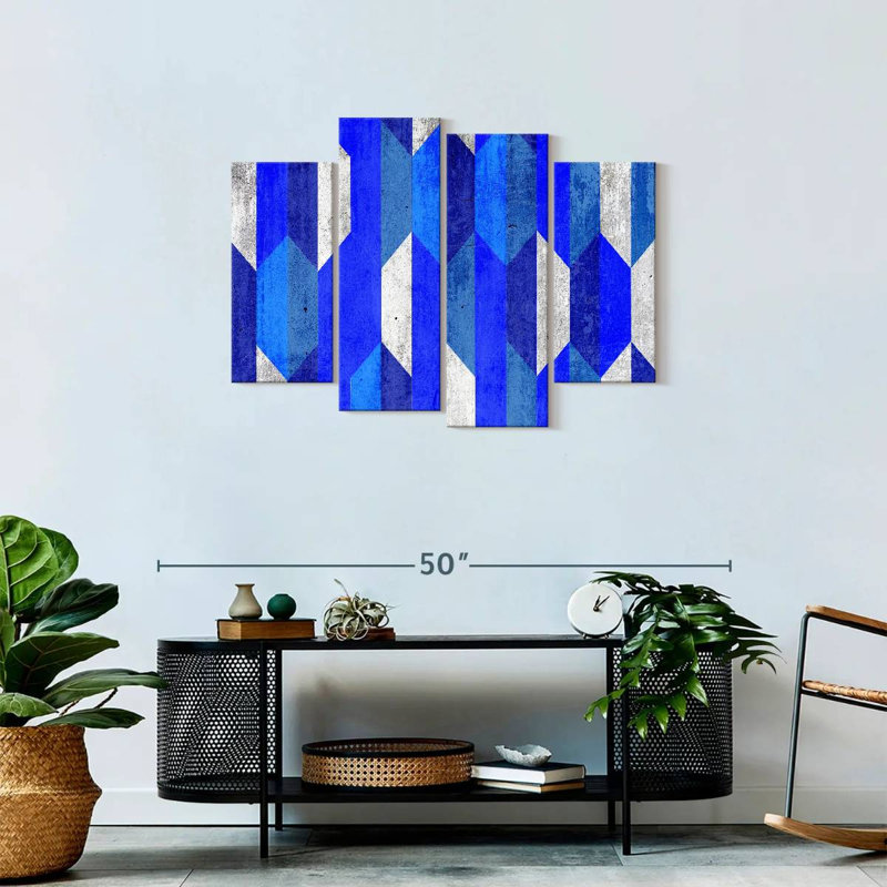 «Abstract Blue Hexagons», reproduction sur toile, H 43 po x l 27 po x P 1 po