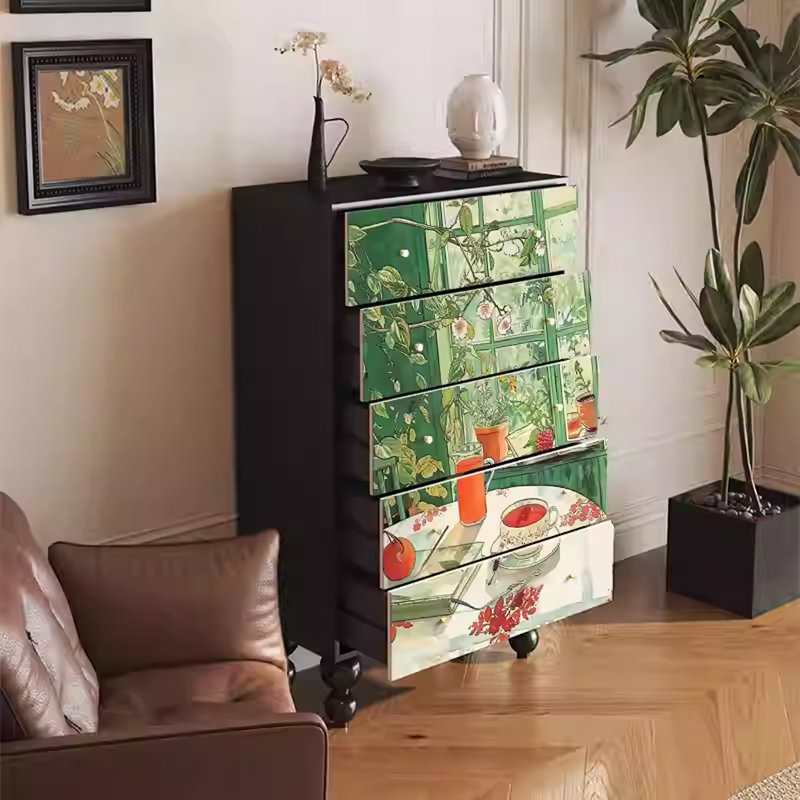 Elegant Storage Cabinet with Walnut Frame