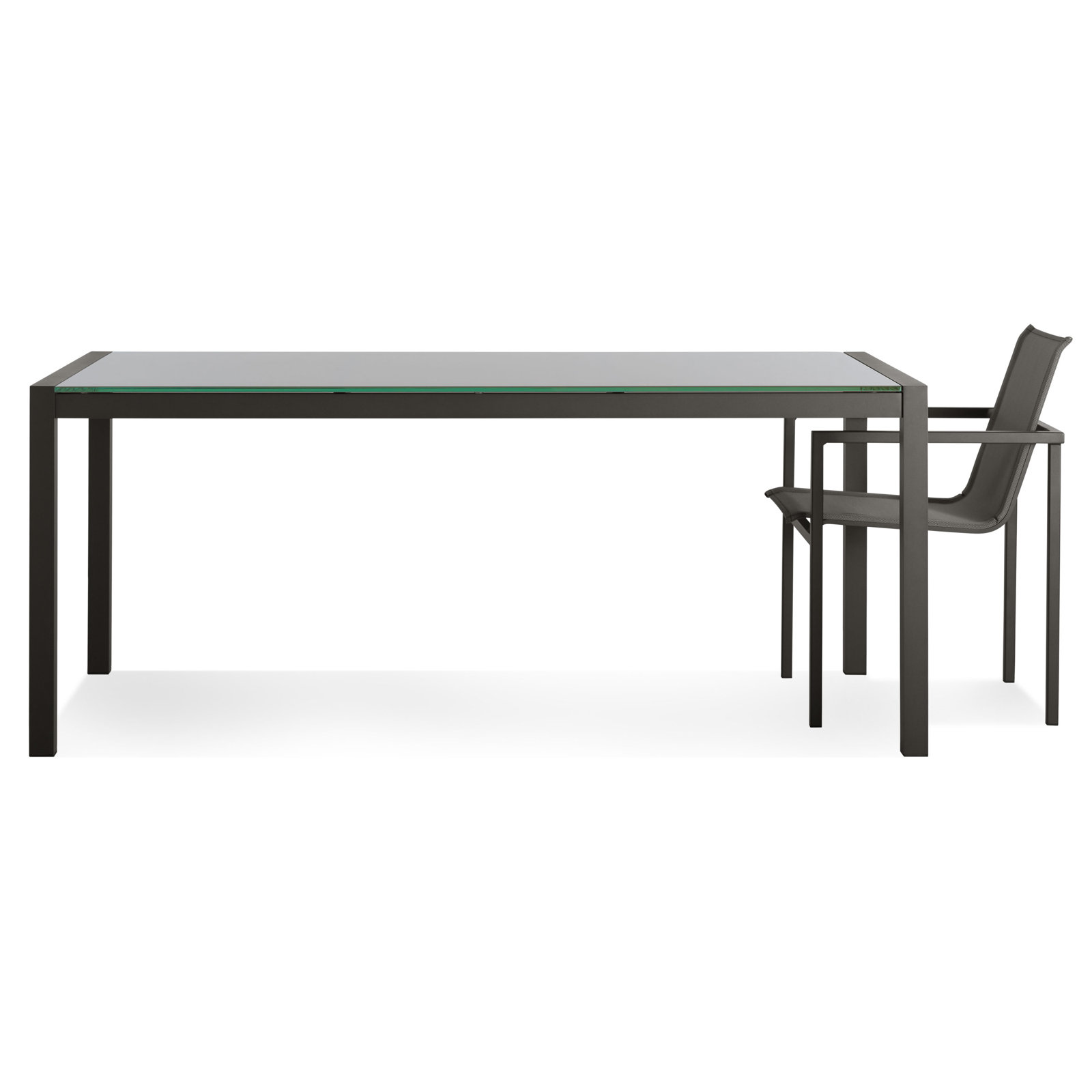 Skiff Glass Outdoor Dining Table, Carbon, 35" D x 71" L