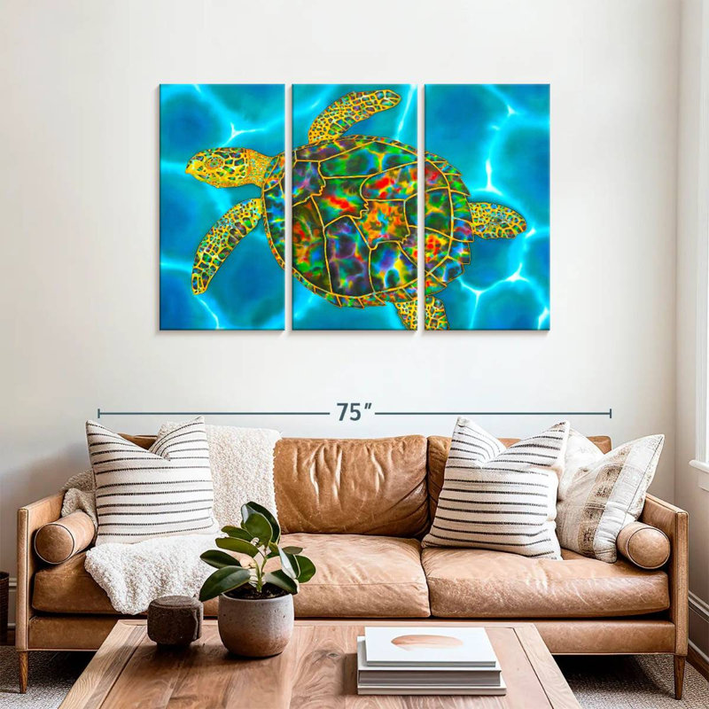 Brampt Rainbow Opal Sea Turtle, 36" H x 57" W