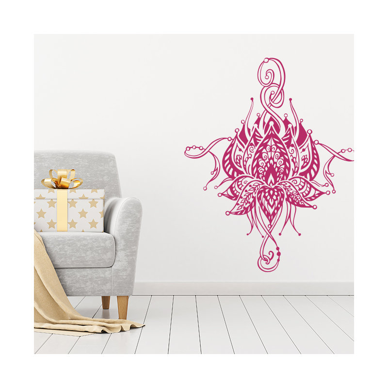 Décalcomanie murale fleur lotus Buller, Rose vif