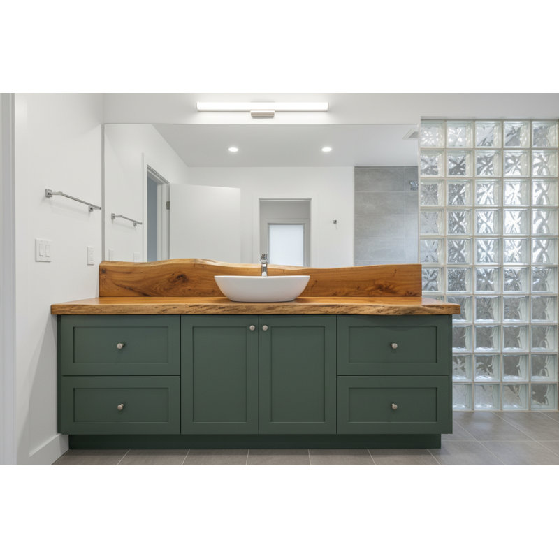 Plateau de meuble-lavabo en châtaignier anglais personnalisable, 22", 24"