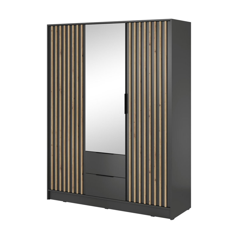 Bertina 3 Door Wardrobe, Dark Grey