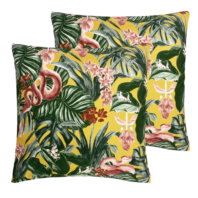 Indoor / Outdoor Floral Square Cushion, 43cm H x 43cm W