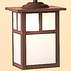 Lanterne suspendue d'extérieur 1 lumière Hylan, H 22,38 po x l 15 po / vide, Brun rustique, Mica amande