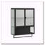 Armoire murale à porte en verre avec tablette ouverte et porte-serviettes