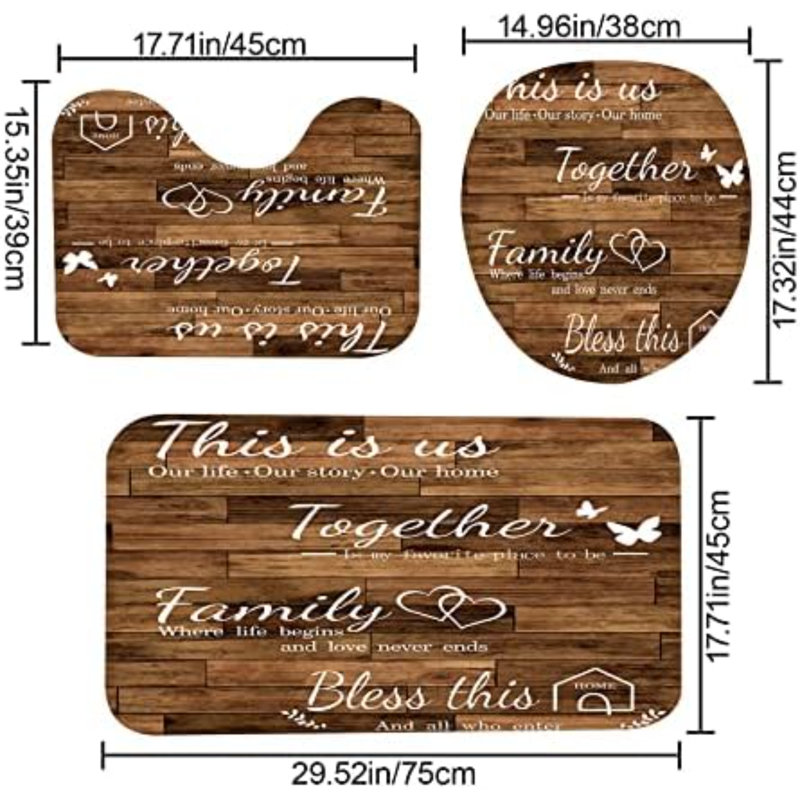 Ensemble de rideau de douche 4Pcs Family, Brun