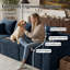 Chaise modulaire sans accoudoirs avec repose-pieds, siège profond avec ressorts ensachés, aucun assemblage requis, canapé modulaire à compression pour salon, bleu-131507164