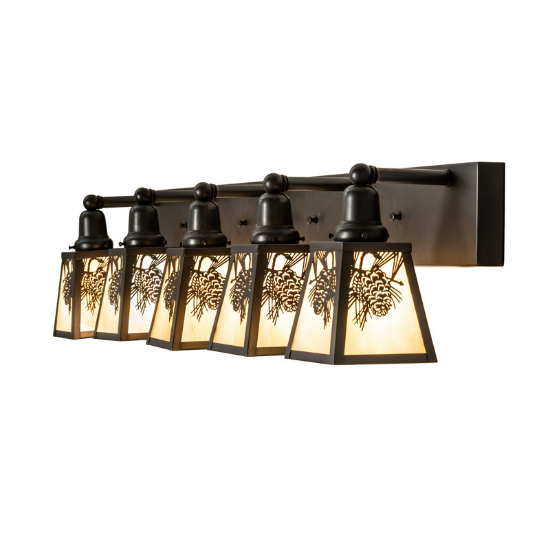Vanity Light, 10" H x 48" W x 9" D, Beige, Craftsman Brown
