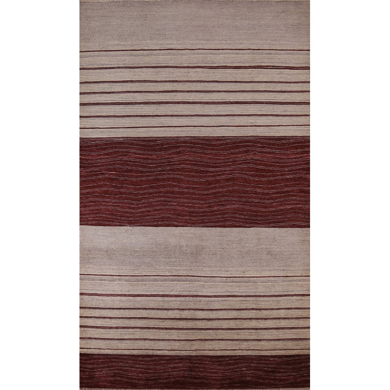 Tapis oriental rayé Gabbeh 6 x 9