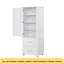 Grande armoire de rangement pour salle de bain, armoire de rangement autoportante avec deux tiroirs et tablette réglable, panneau de fibres à densité moyenne avec finition peinte, blanc-901230105