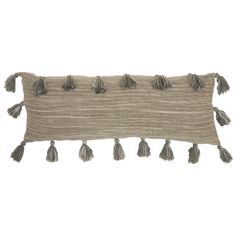 Tassels Throw Pillow, Charcoal