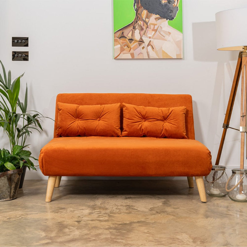Donlon 2 Seater Velvet Sofa Bed, Orange Velvet