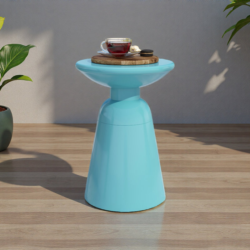 Outdoor Metal End Table -Large, Teal