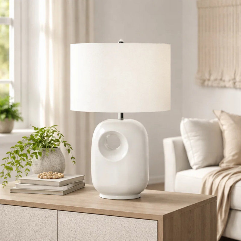 Lampe de table contemporaine et moderne, Blanc / argenté