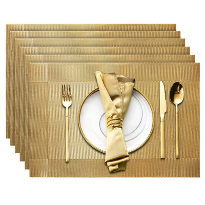 6 Pack Woven Vinyl Placemats Set, Heat Resistant Washable PVC Table Mats, Non-Slip Stain Resistant Placemats For Kitchen Dining Table Decor