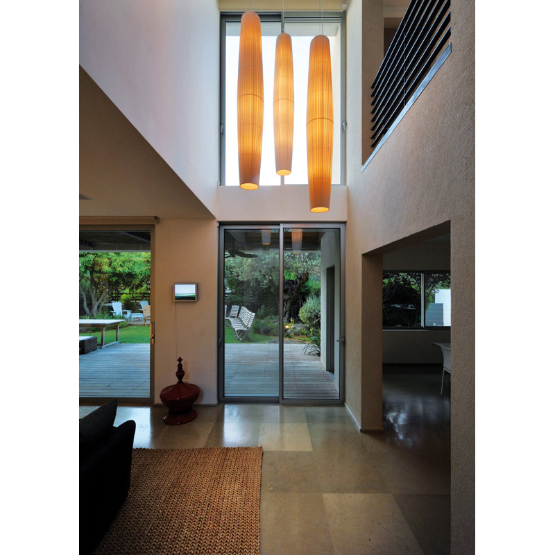 Luminaire suspendu cylindrique unique à 1 lumière Maxi, Ruban crème translucide