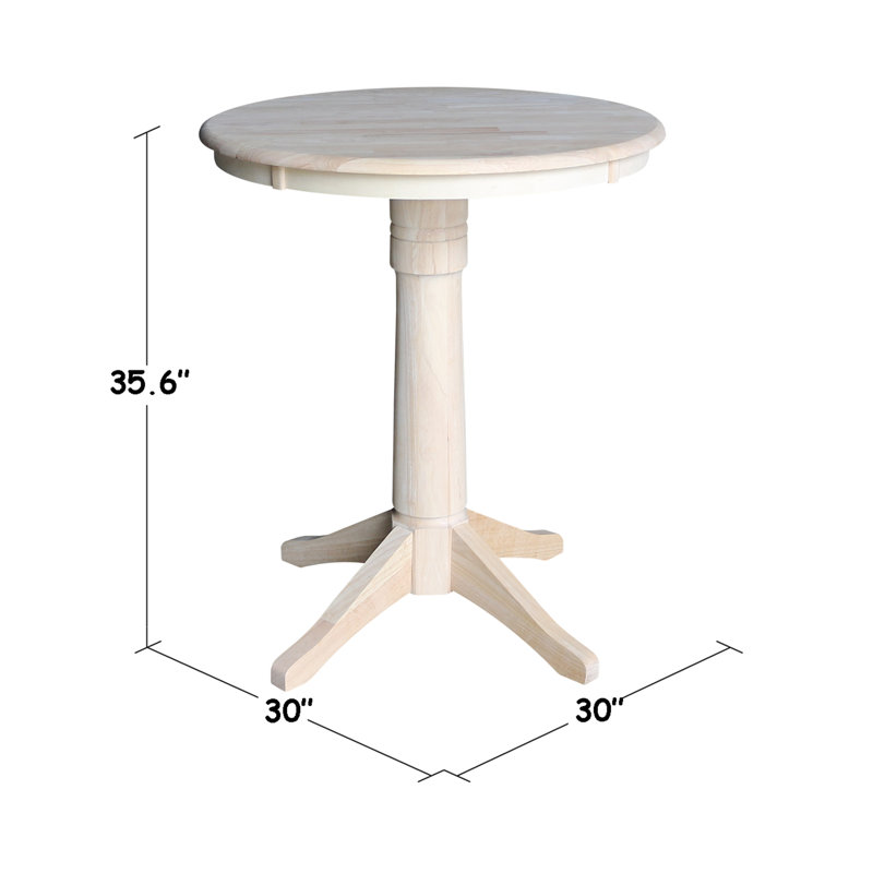 Gianluka Counter Height Solid Wood Dining Table, Unfinished, 35.9" H x 30" L x 30" W