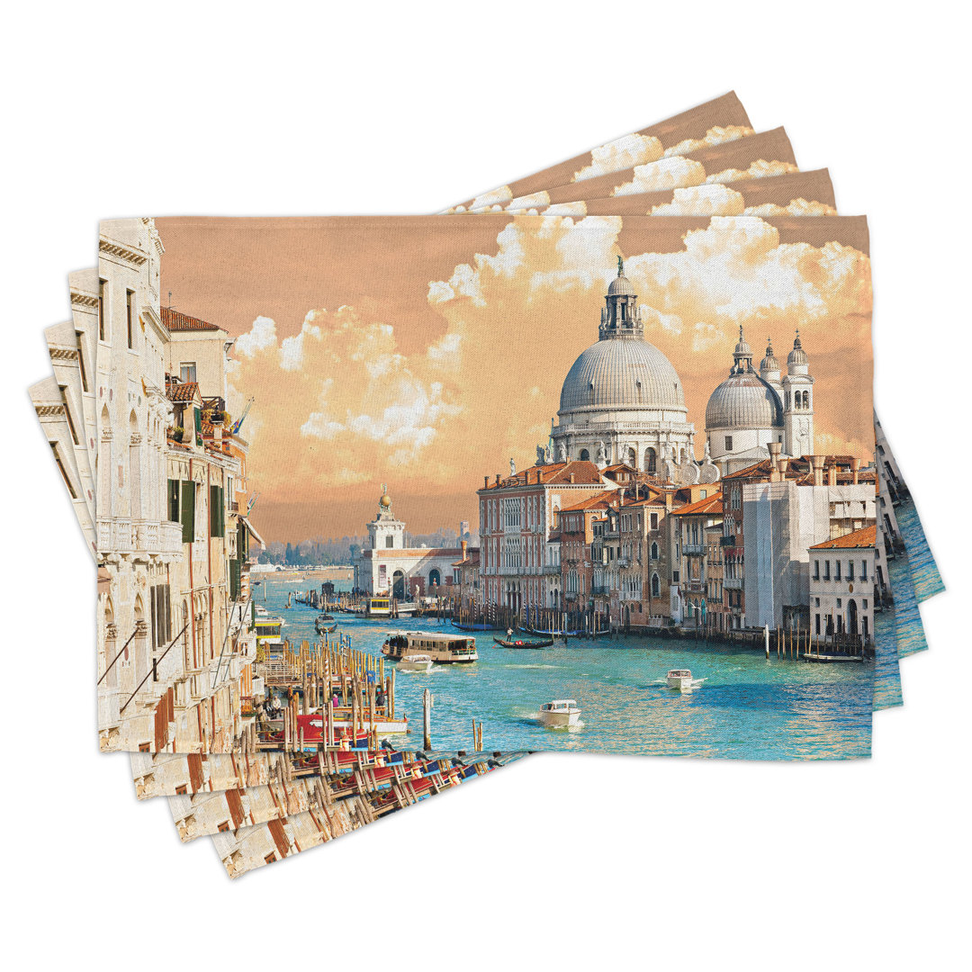 Platzdeckchen 4er-Set, Historische Stadt Venedig, Multicolor