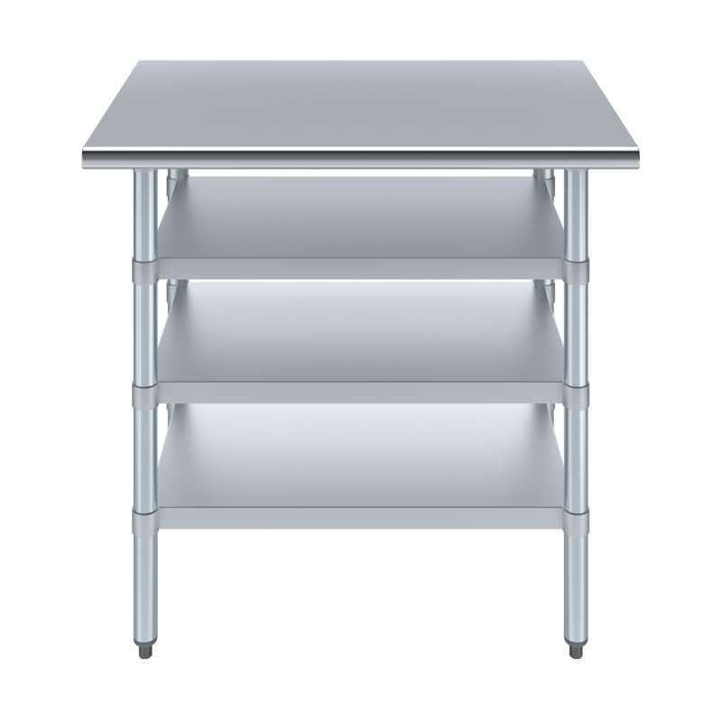 Stainless Steel Table With Three Undershelves, 35" H x 36" W x 24" D