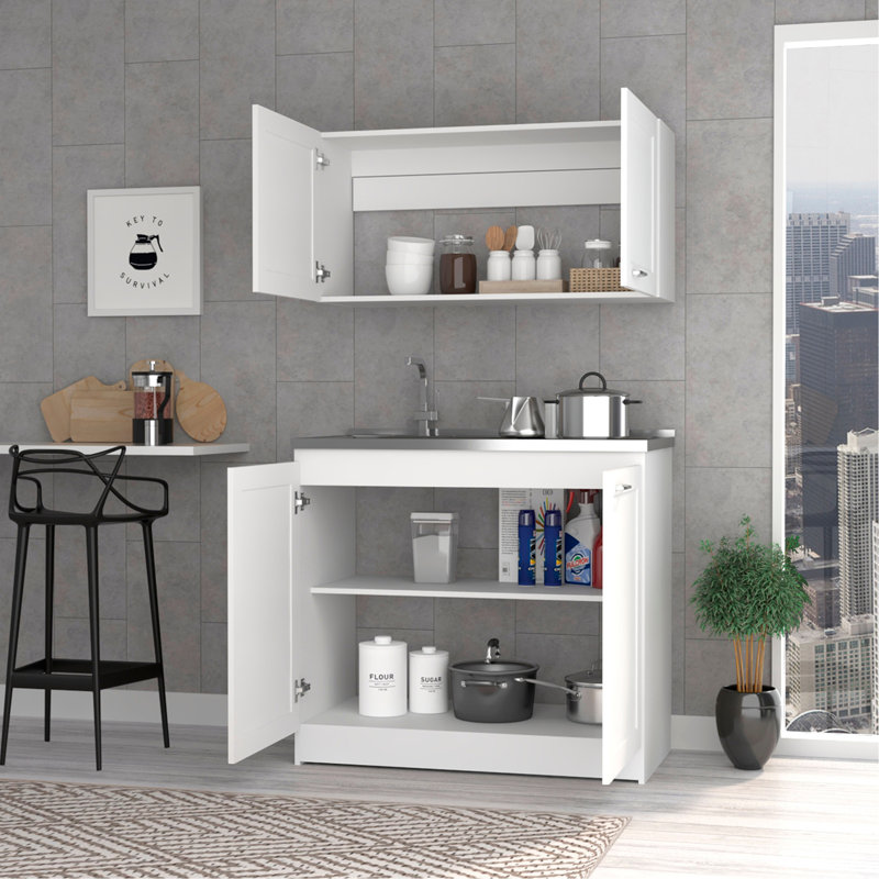Ensemble d'armoire Perseus, ensemble de deux pièces, Blanc