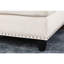 Canapé modulaire beige en L de 3 pièces avec rangement et coussins décoratifs, idéal pour se détendre à la maison, accoudoirs arrondis, touffetage subtil, garniture cloutée, structure en bois massif, ressorts attachés à la main en mousse à huit voies