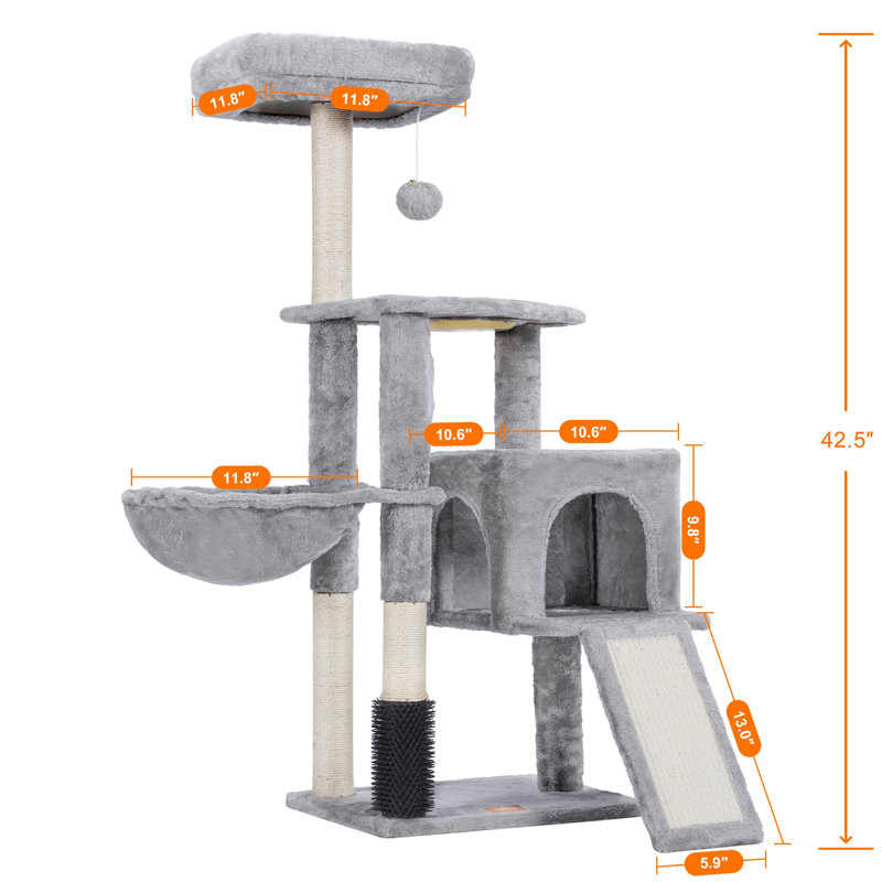 Elgin 7.09'' H Cat Tree, 7.09" H x 12.6" W x 17.32" L, Gray