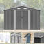 10x8 Ft Metal Shed For Backyard, Lockable Door, Grey Finish Outdoor Storage In With Frame