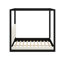 Lit plateforme à baldaquin avec tête de lit tapissier, structure en bois avec poteaux et support à lattes en bois-1974154787-1974154785