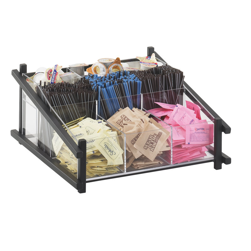 Black Acrylic Two-Level Condiment Organizer with 7 Compartments