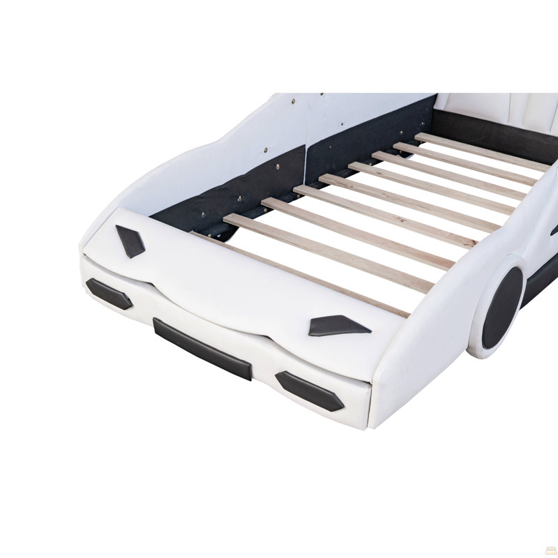 Lit plateforme simple avec roulettes, Blanc