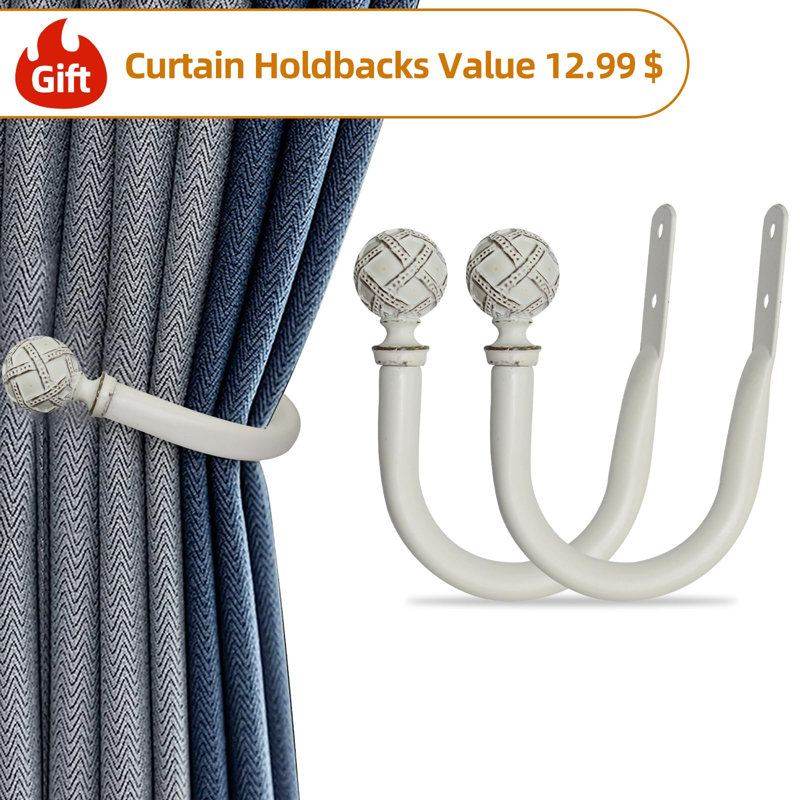Deanda Adjustable Double Curtain Pole, 213cm - 304cm, White