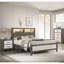 Table de chevet contemporaine pour chambre à coucher, 1 table de chevet, 2 tiroirs avec poignées en métal et table de chevet bicolore gris beige
