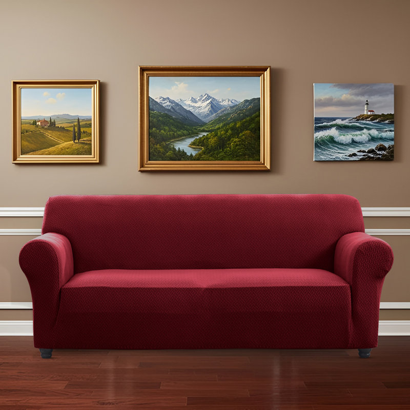 Luxury Microfiber Stretch Spandex Box Cushion Sofa Slipcover – Soft, Breathable, Wrinkle-Resistant & Durable Anti-Slip Furniture Protector