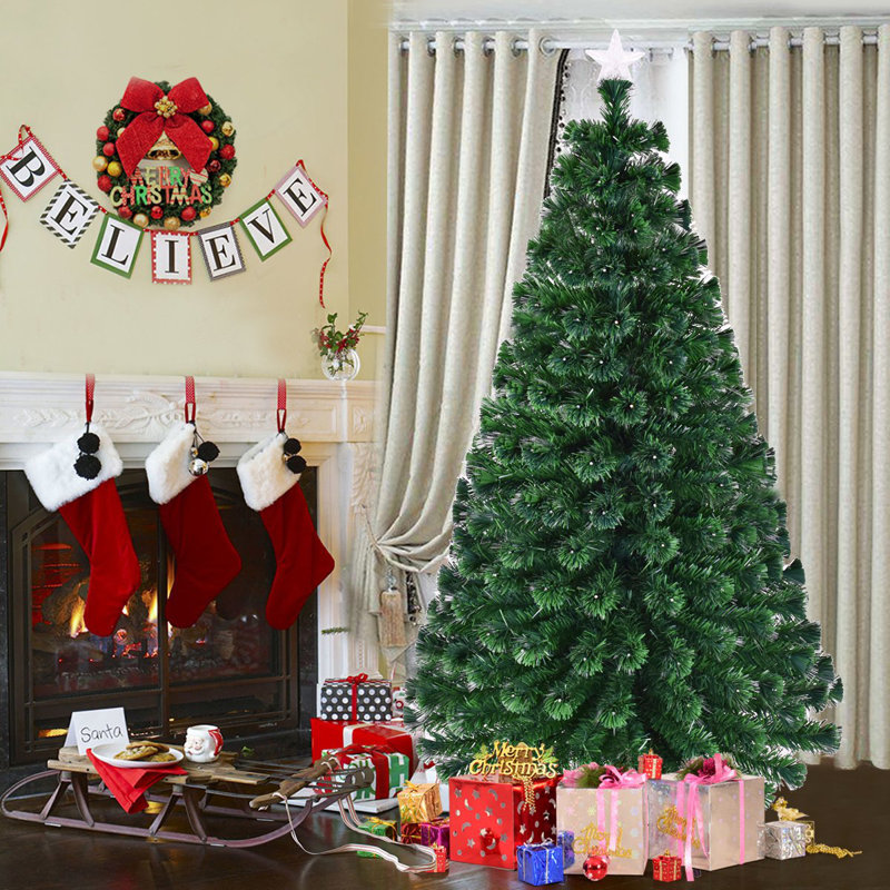 Lighted Artificial Fir Christmas Tree, 210cm H x 108cm W x 108cm D