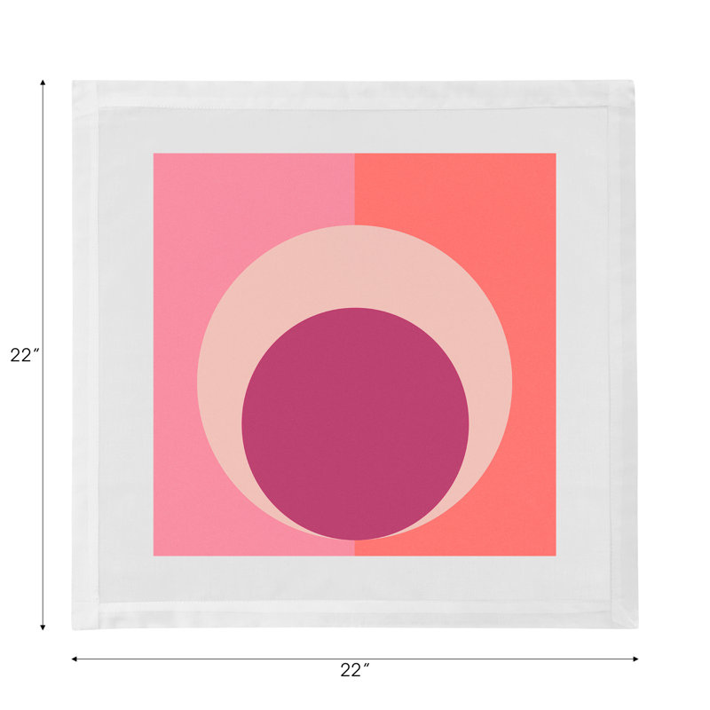 Colorblock Cotton Blend Square Napkins, Pink Coral