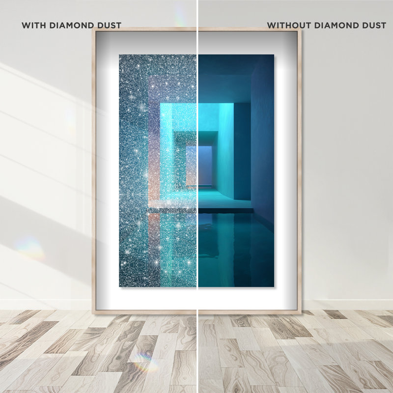 Cerulean Corridor I Print by Oliver Gal, 11.5"H x 16.5"W, Natural Oak Shadowbox