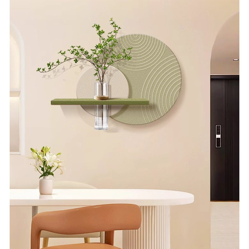 Peinture à l'aquarelle crème de plantes vertes sur un mur de grès, H 27,56 po x l 39,37 po x P 2,36 po, Vert