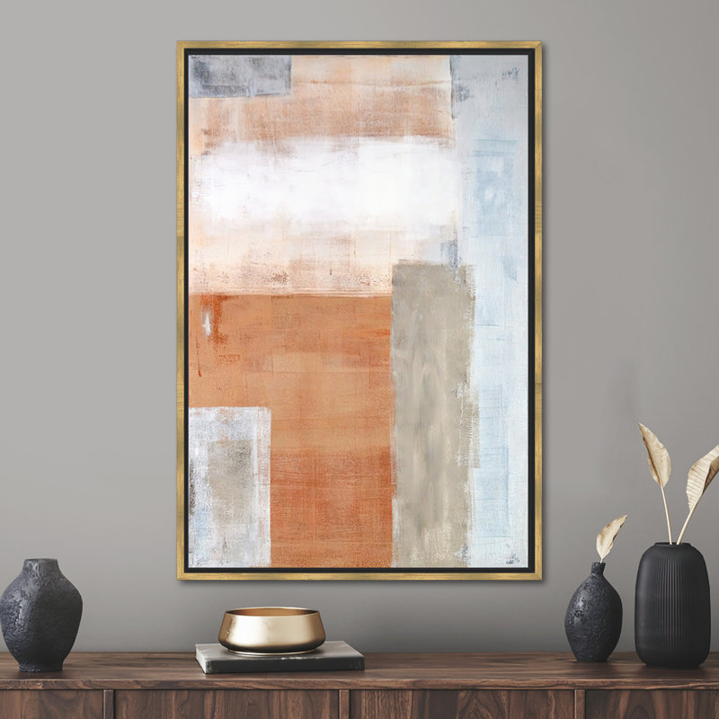 Toile douce, peinture, toile abstraite, toile abstraite, H 26 po x l 18 po x P 0,78 po, Cadre flottant noir