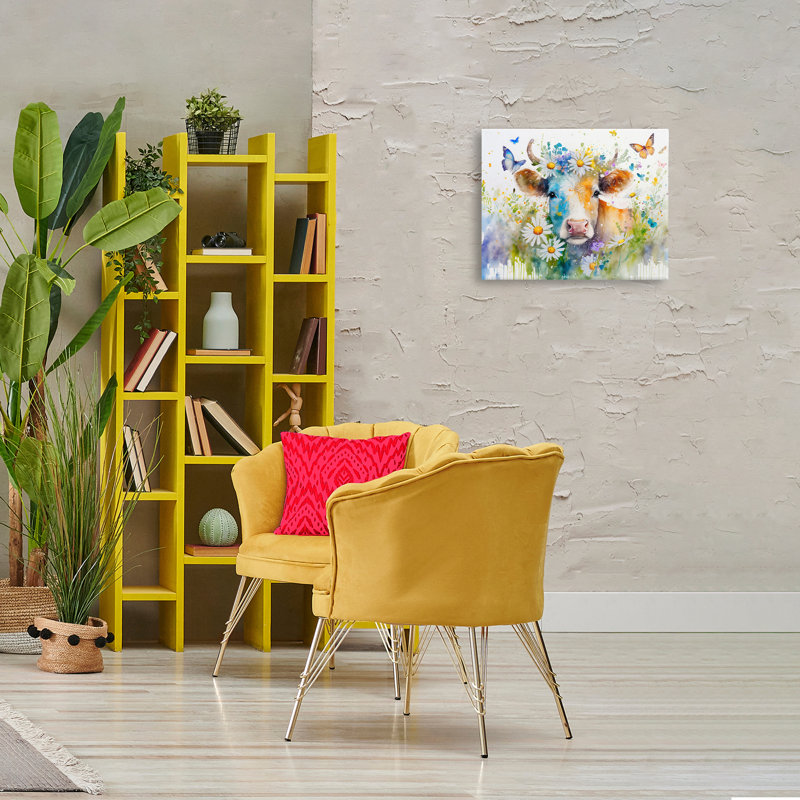Art moderne sur toile, "Modern Cottage Cow" par Alina Georgescu bp-794_CN, H 16 po x l 20 po