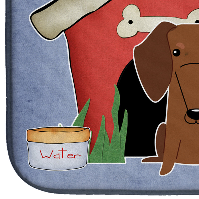 Tapis de séchage teckel dog house, Brun