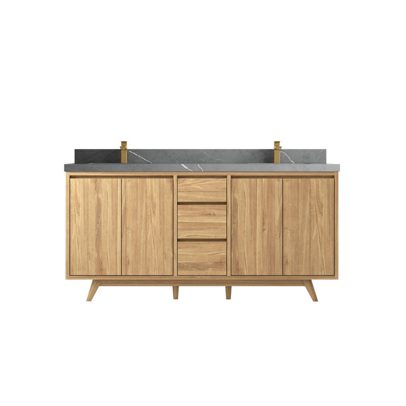 Ensemble de meuble-lavabo double 72 po Madison, Naturel, Gris Piatra
